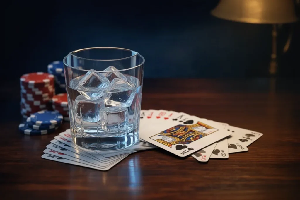 Ảnh minh hoạ ly nước và bài cho mục kinh nghiệm game bài 33WIN